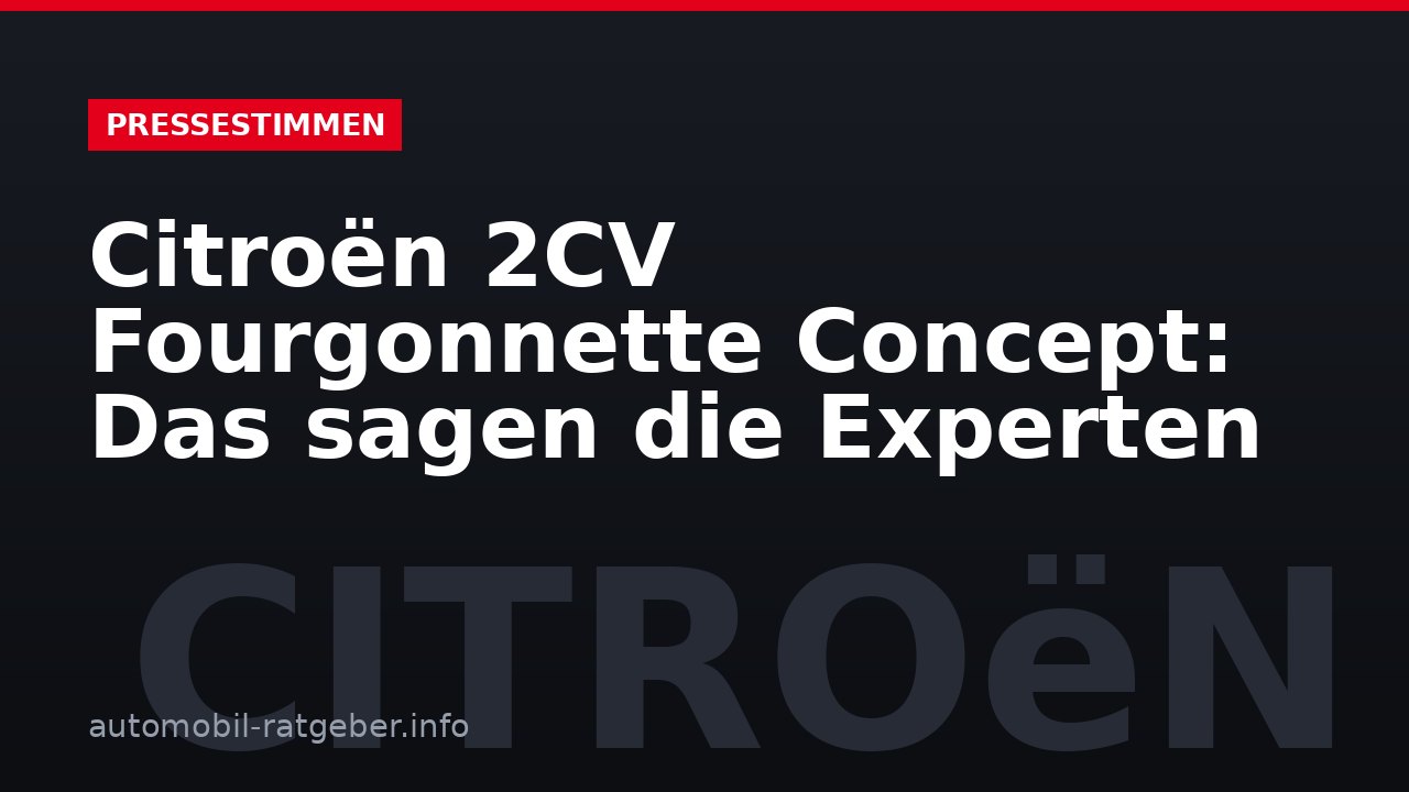 Citroën 2CV Fourgonnette Concept: Das sagen die Experten