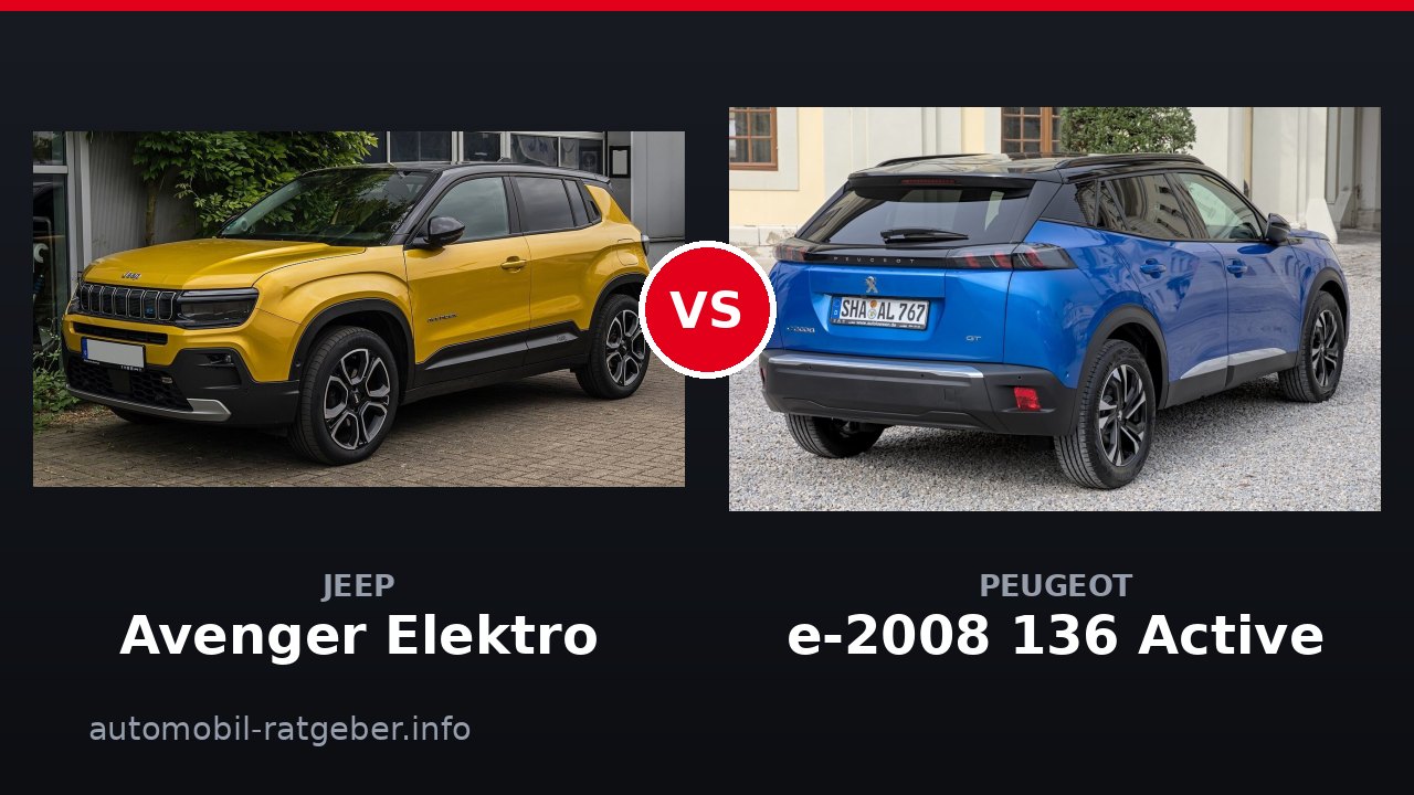 Jeep Avenger Elektro vs Peugeot e-2008 136 Active: Reichweite entscheidet