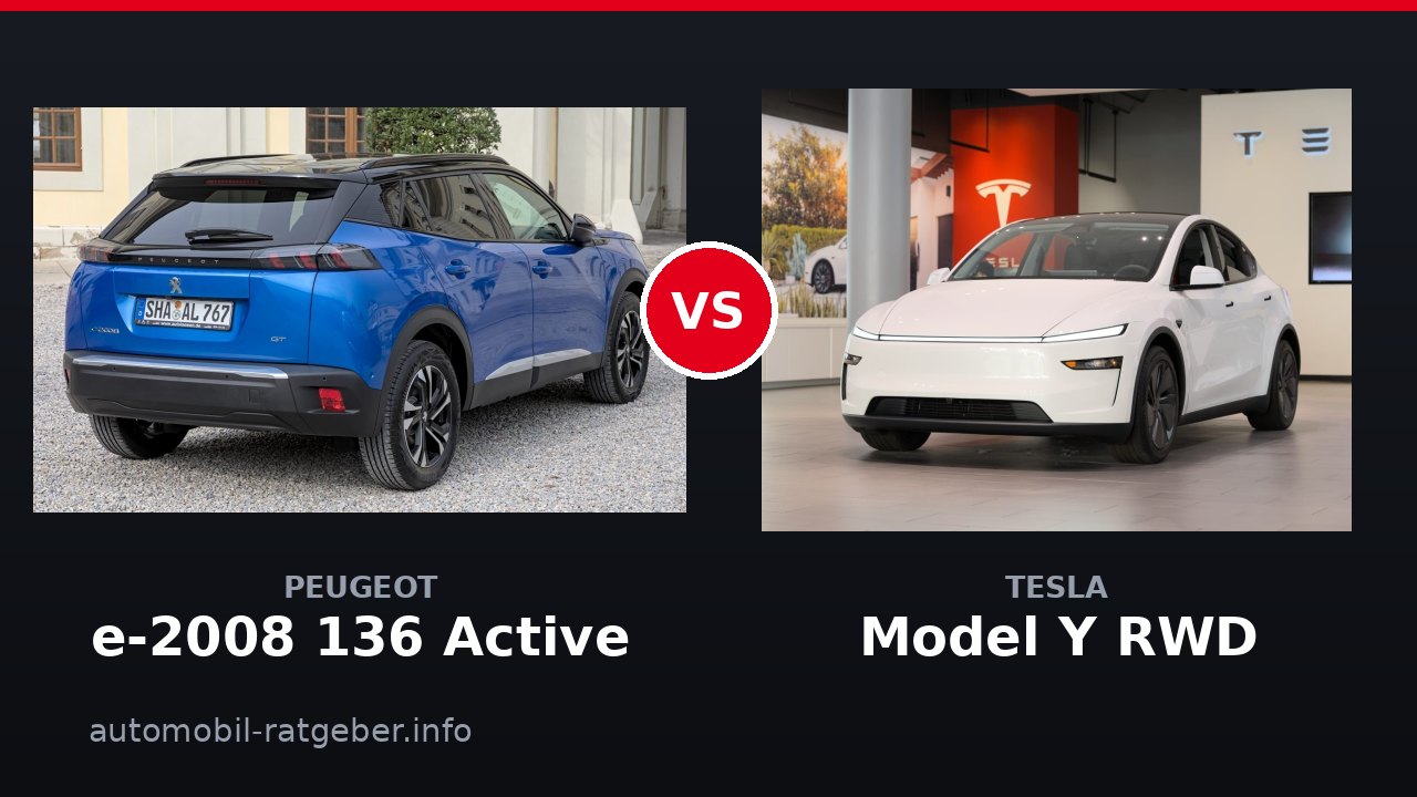 Peugeot e-2008 136 Active vs Tesla Model Y RWD: Reichweite schlägt Einstiegspreis