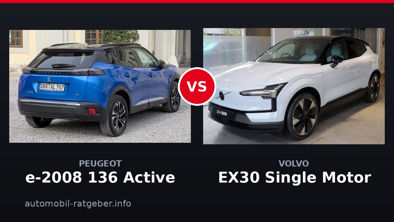 Peugeot e-2008 136 Active vs Volvo EX30 Single Motor: Duell 2026