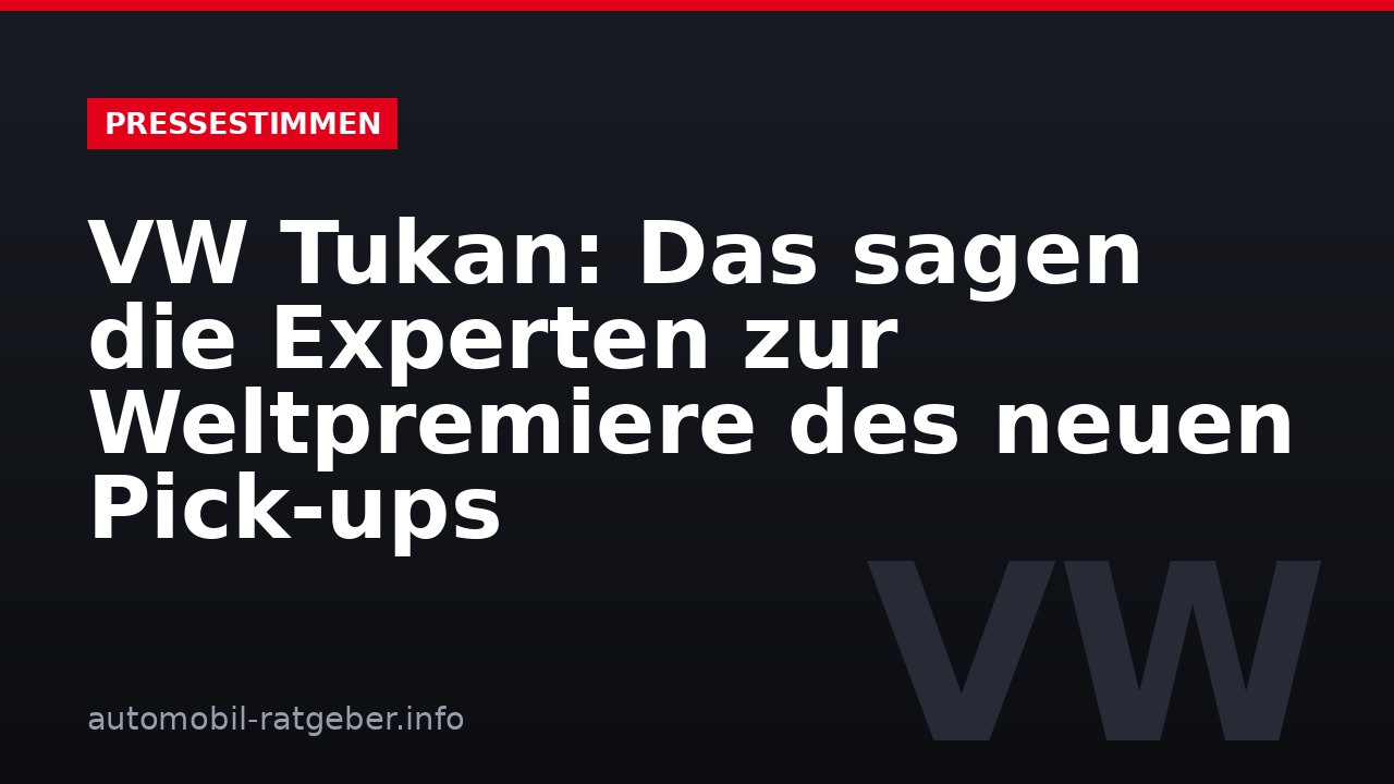 VW Tukan: Das sagen die Experten zur Weltpremiere des neuen Pick-ups